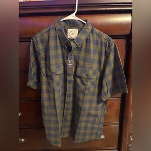 Dubinink Men’s Large Plaid Short Sleeve Button Down green plaid